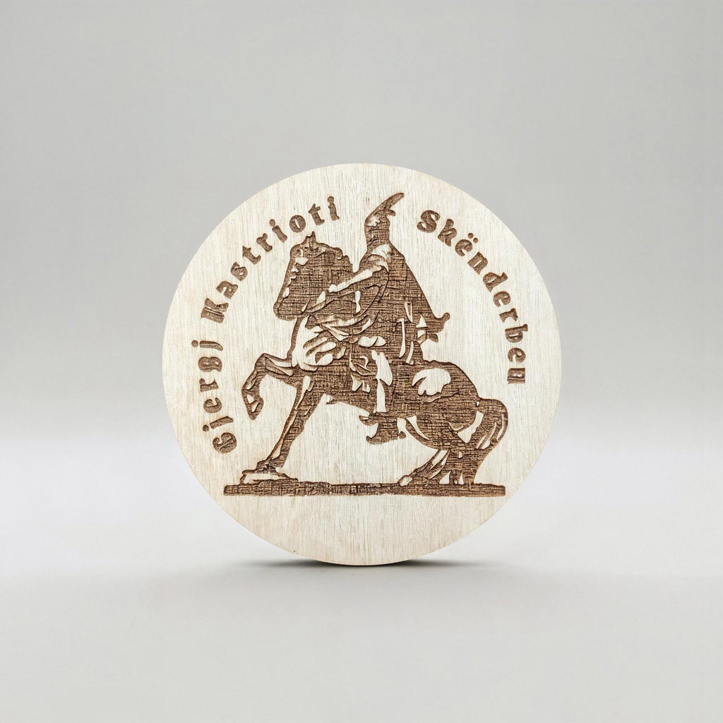 Gjergj Kastrioti Skenderbeu monumenti në Krujë gdhendur në dru, magnet prodhuar në Shqipëri, suvenir symbol.al
Gjergj Kastrioti Skanderbeg monument kruja albania wood engraved magnet made in Albania symbol.al