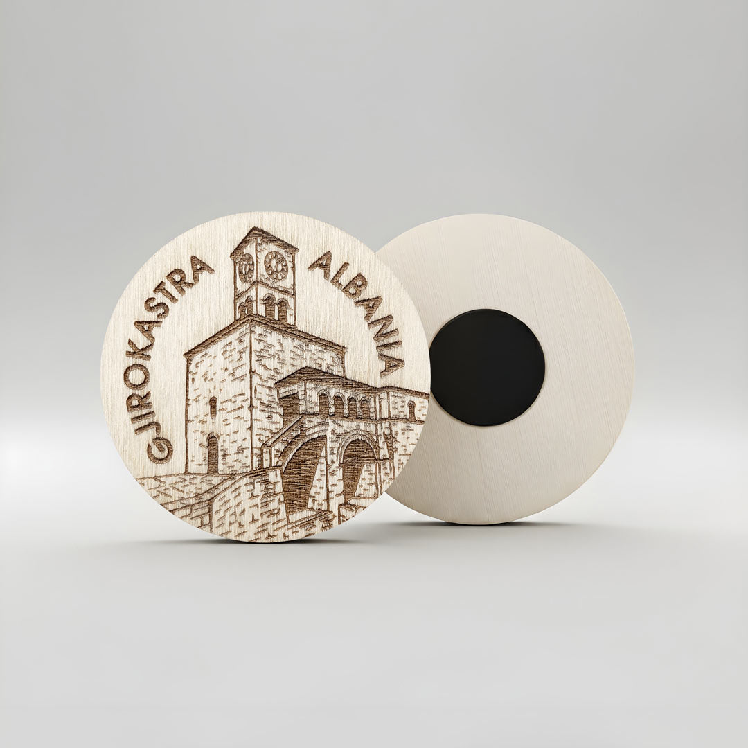 Gjirokastra Castle wooden magnet made in albania symbol of albania 
Kalaja Gjirokastër magnet druri Kalaja e Gjirokastrës prodhuar në Shqipëri symbol.al