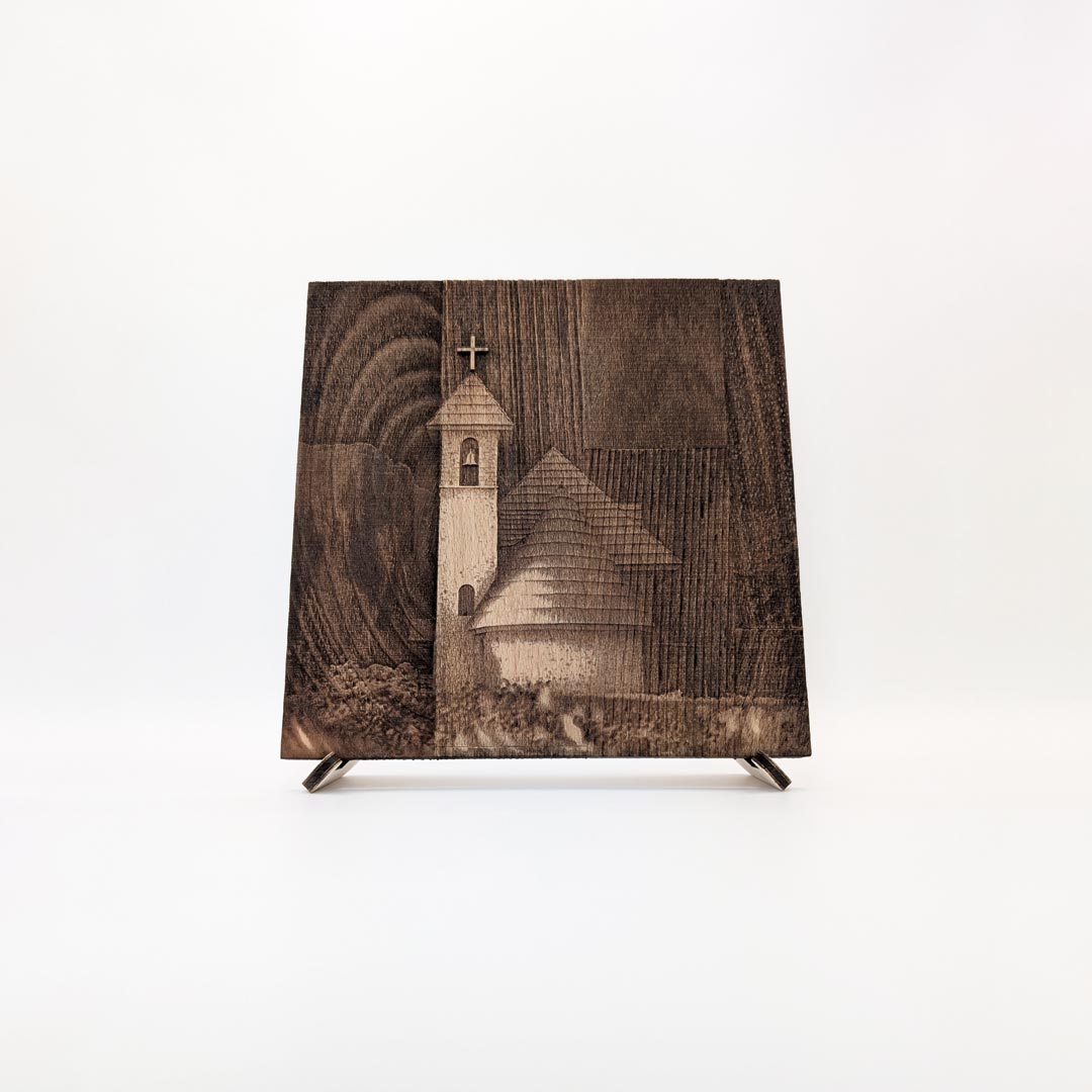 Thethi Church carved in wood – 3D Wood Bas-relief, souvenir made in Albania - symbol.al
Kisha e Thethit gdhendur në dru - basoreliev 3D në dru ahu, prodhuar në Shqipëri - symbol.al
