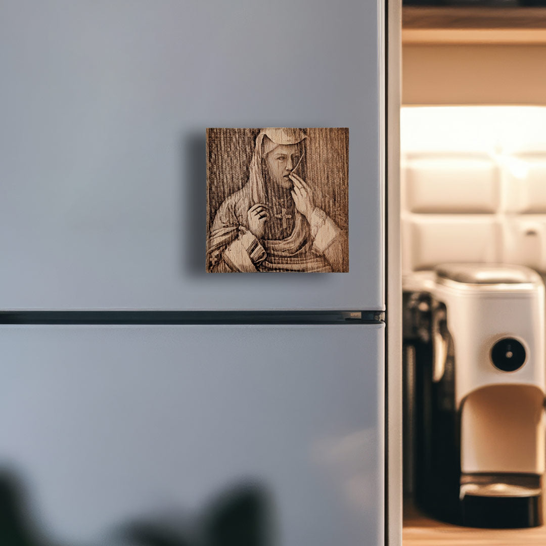 "Motra Tone" (1883), Kolë Idromeno’s masterpiece – 3D Wood Bas-relief magnet, souvenir made in Albania - symbol.al
"Motra Tone" (1883), kryevepra e Kolë Idromenos gdhendur në dru – magnet basoreliev 3D në dru ahu, prodhuar në Shqipëri - symbol.al