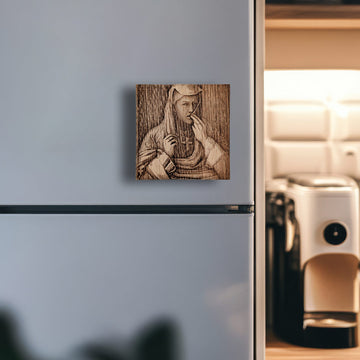 "Motra Tone" (1883), Kolë Idromeno’s masterpiece – 3D Wood Bas-relief magnet, souvenir made in Albania - symbol.al
"Motra Tone" (1883), kryevepra e Kolë Idromenos gdhendur në dru – magnet basoreliev 3D në dru ahu, prodhuar në Shqipëri - symbol.al