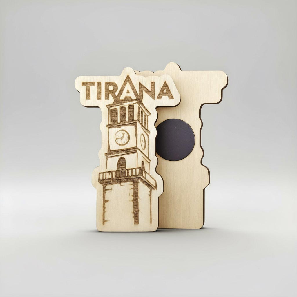 Kulla e Sahatit të Tiranës - Shqipëri, gdhendur në dru, magnet, prodhuar në Shqipëri - symbol.al
Tirana Clock Tower Albania wood engraved magnet, souvenir made in Albania - symbol.al
